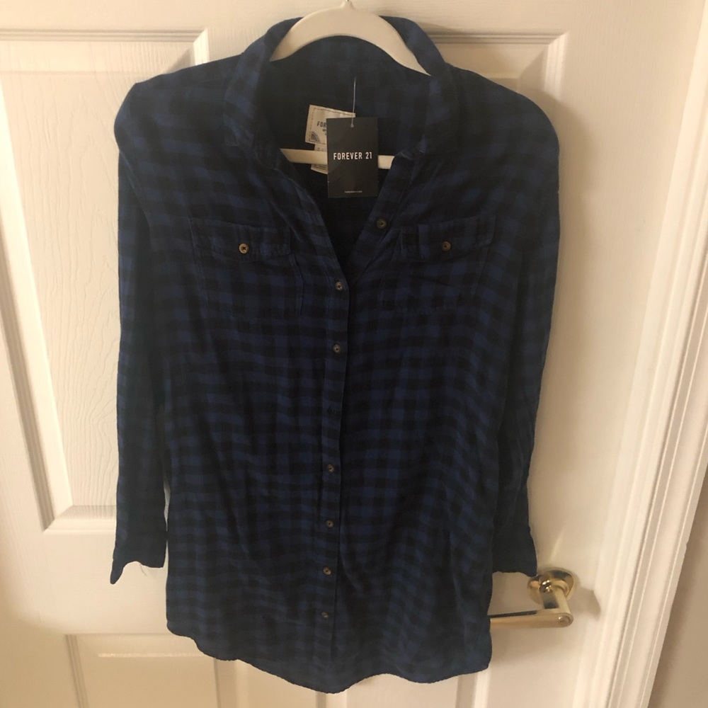 NWT black and blue plaid shirt dress size small